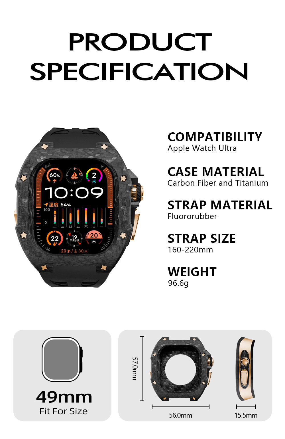 Carbon Fiber Watch Band for Apple Watch 49mm